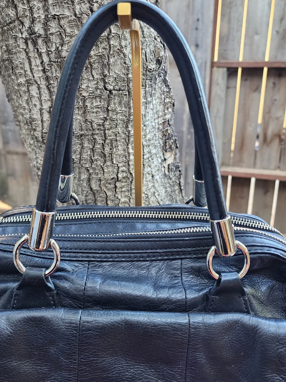 COACH Kristin Black Leather Satchel Handbag Y2K Archival Silver Clasp